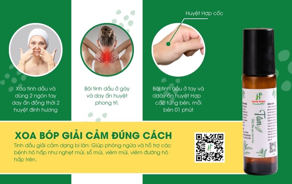 Tinh dầu giải cảm dạng bi lăn: Phòng ngừa và hỗ trợ điều trị các bệnh liên quan đến đường hô hấp