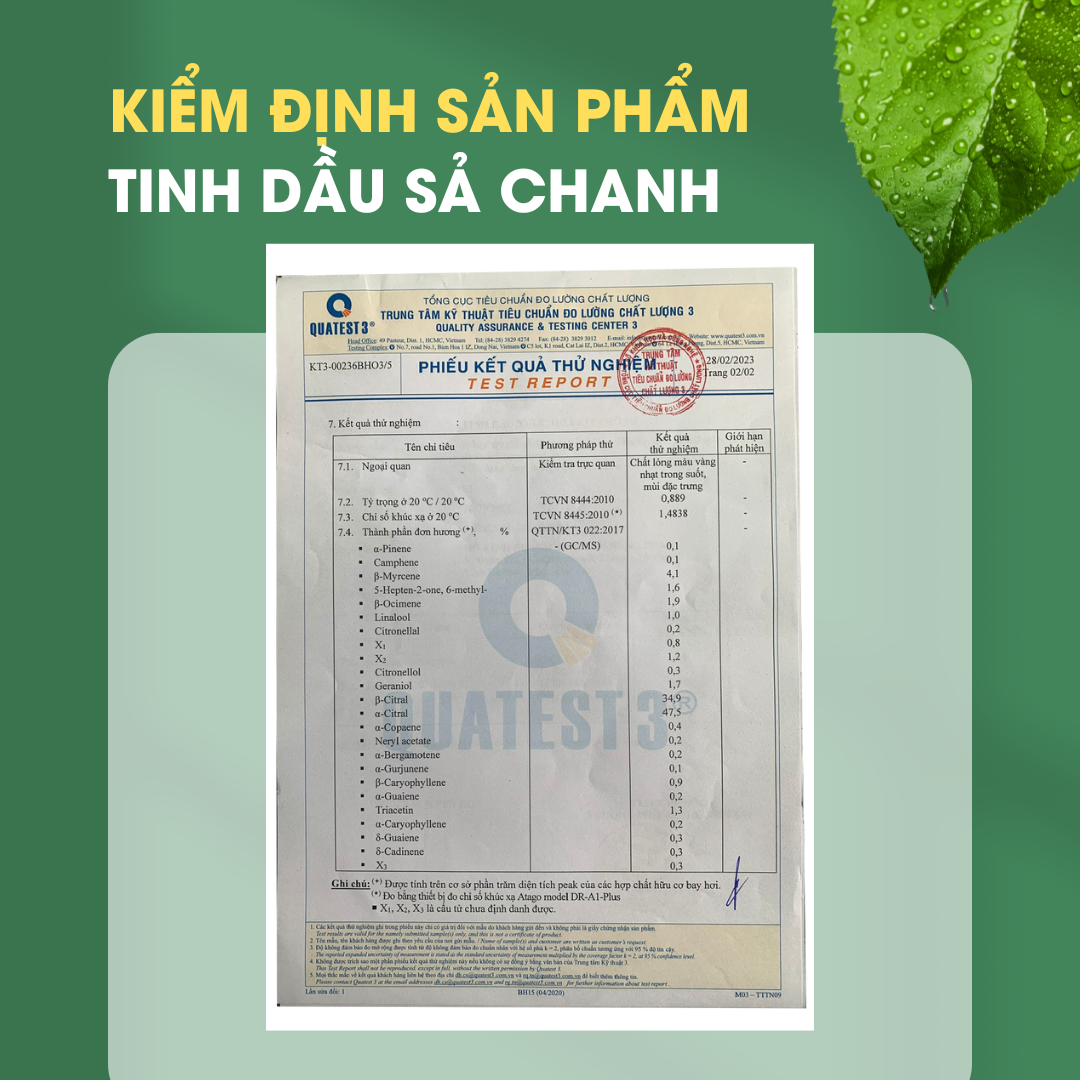 Hợp tác - Kiểm định Tinh dầu Sả chanh 2