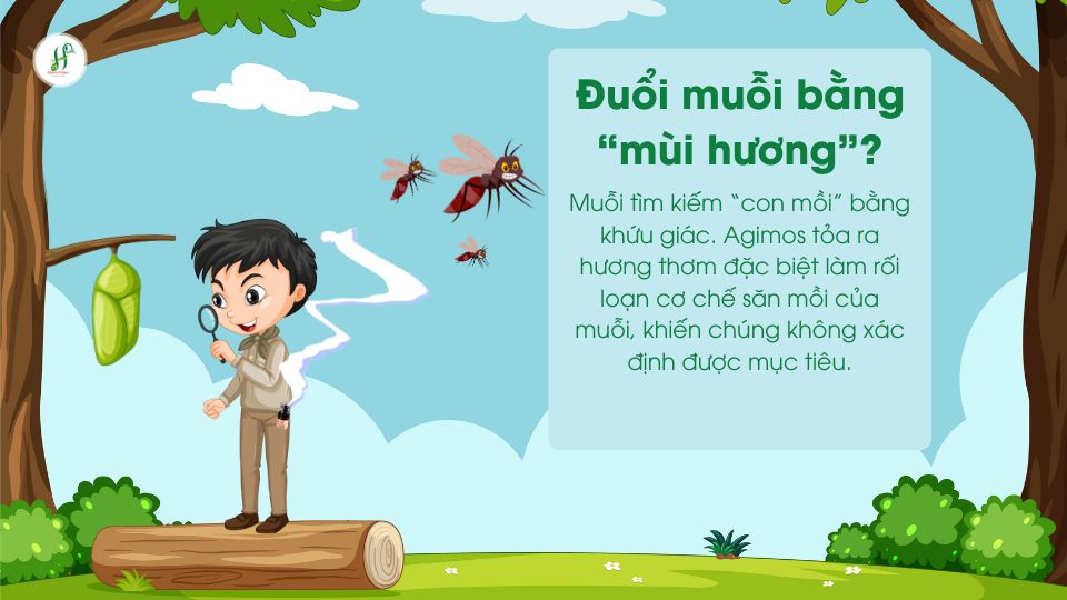 Tinh dầu đuổi muỗi Agimos chỉ "xua đuổi" côn trùng chứ không "tận diệt" côn trùng - nhằm bảo vệ hệ sinh thái - giá trị nurturing.