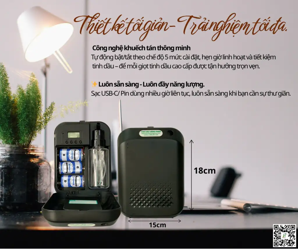 Máy khuếch tán tinh dầu PIN RS01 4 Chức năng máy khuếch tán tinh dầu chạy bằng pin RS01