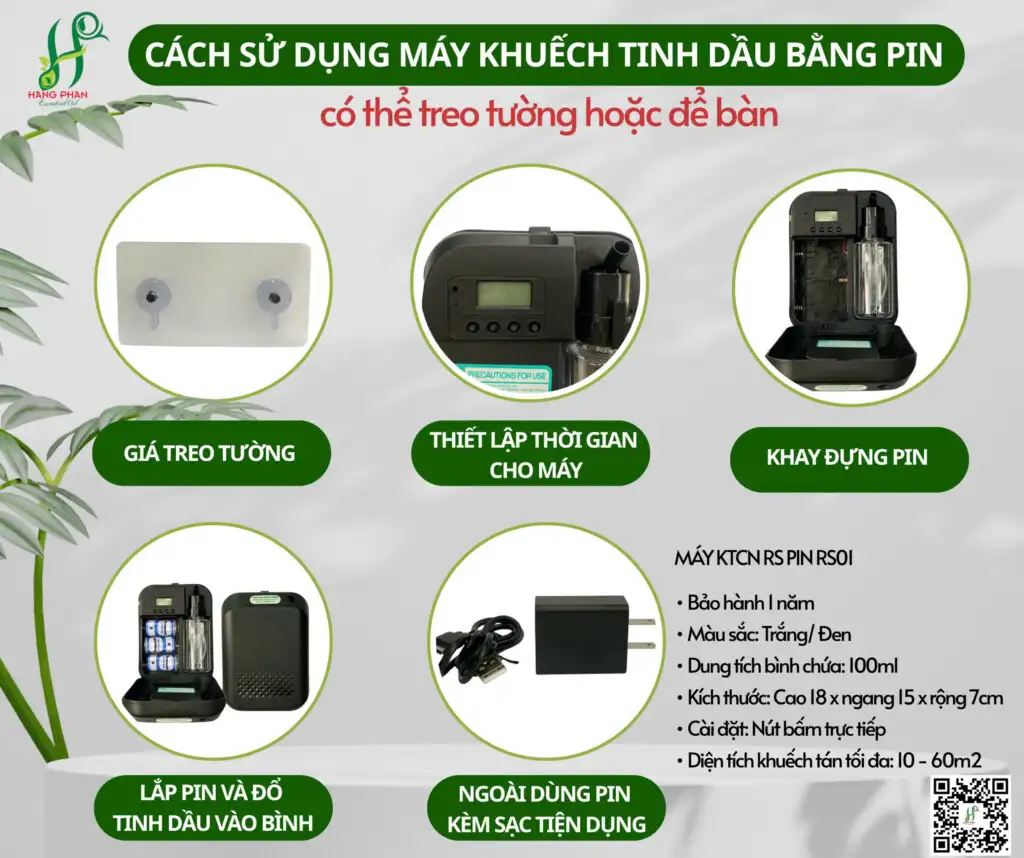 Máy khuếch tán tinh dầu PIN RS01 2 hướng dẫn sử dụng máy khuếch tán tinh dầu rs01