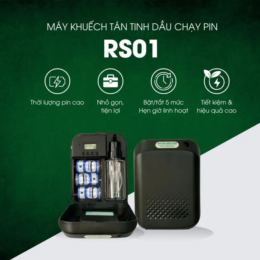 Máy khuếch tán tinh dầu PIN RS01 3 Điểm mạnh máy khuếch tán tinh dầu RS01