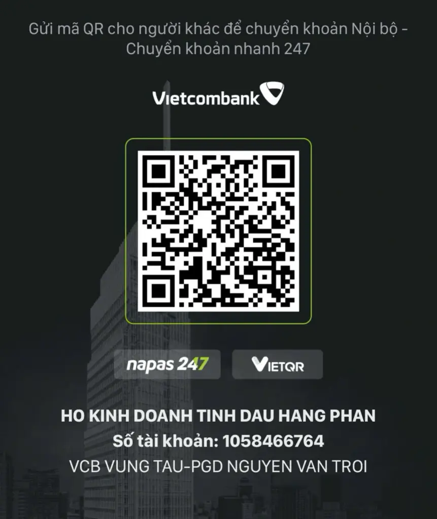 HÌNH THỨC THANH TOÁN KHI MUA HÀNG 2 Mã QR ngân hàng Vietcombank của Tinh dầu Hằng Phan