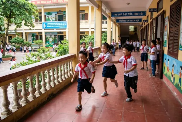 Các con vẫn tiếp xúc nhiều nhất với khu vệ sinh chung, sàn nhà, hành lang, bàn ghế...