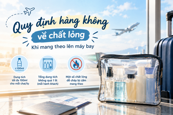 Quy định hàng không về chất lỏng khi mang theo lên máy bay